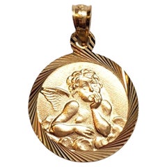 14K Yellow Gold Guardian Angel Pendant #17881