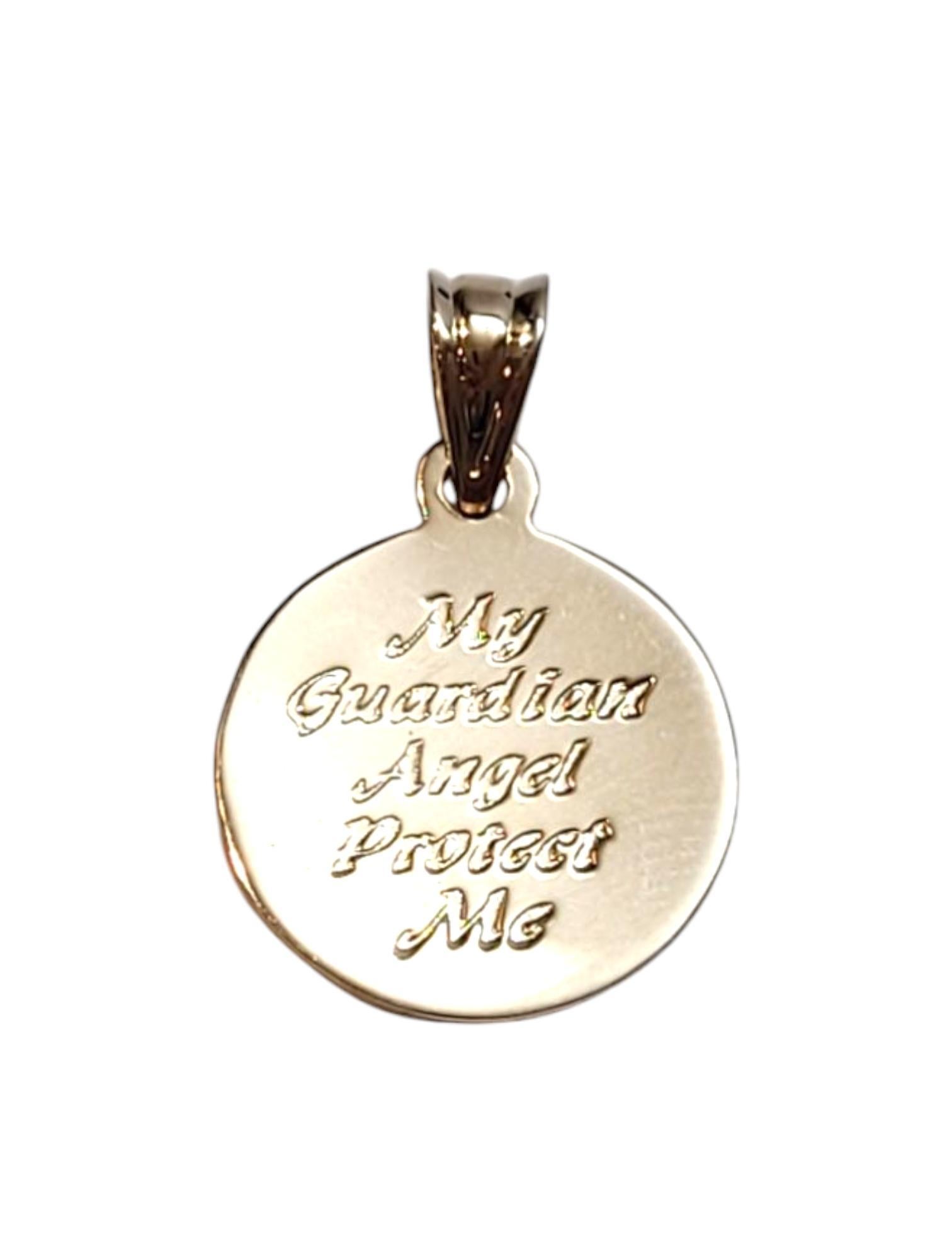 Women's 14K Yellow Gold Guardian Angel Pendant #21052 For Sale