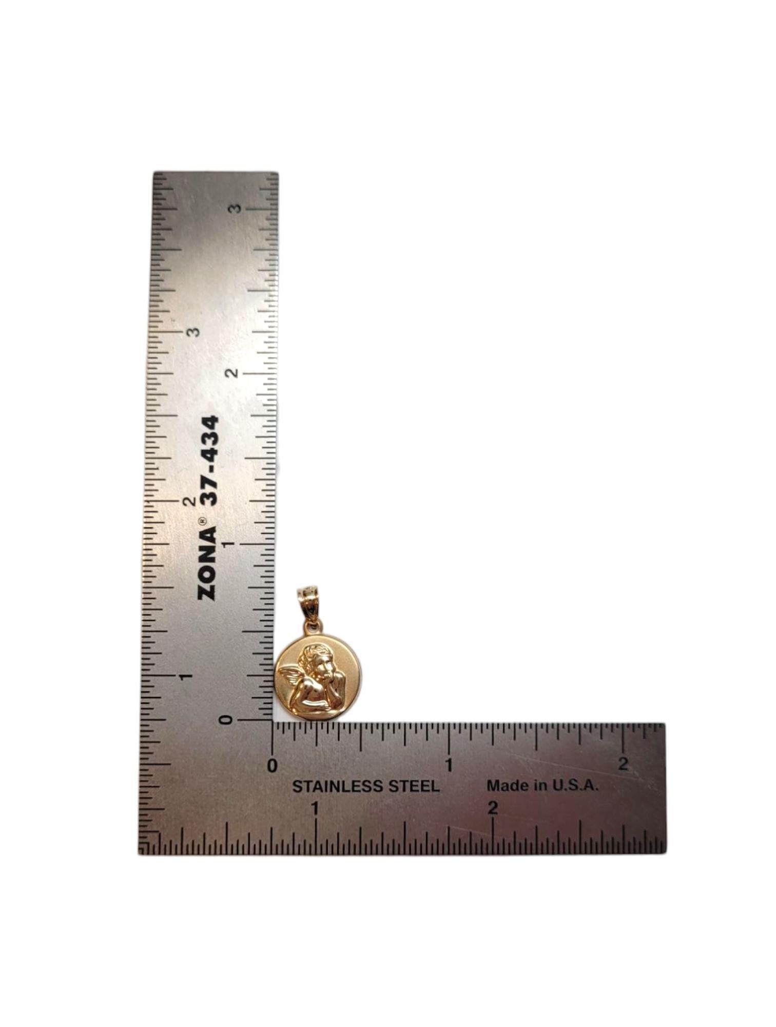 14K Yellow Gold Guardian Angel Pendant #21052 For Sale 2