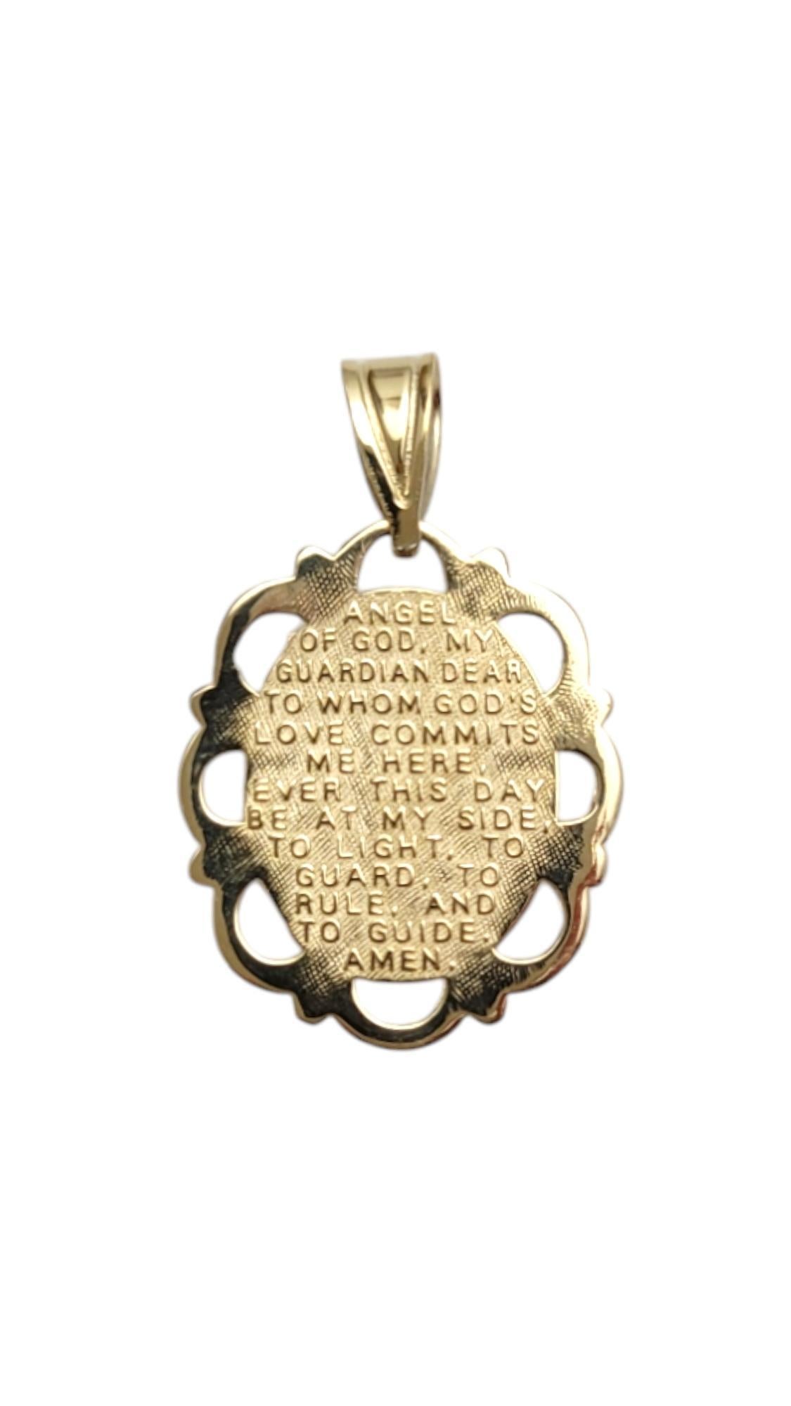 14K Yellow Gold Guardian Angel Prayer Charm #19842 In Good Condition For Sale In Washington Depot, CT