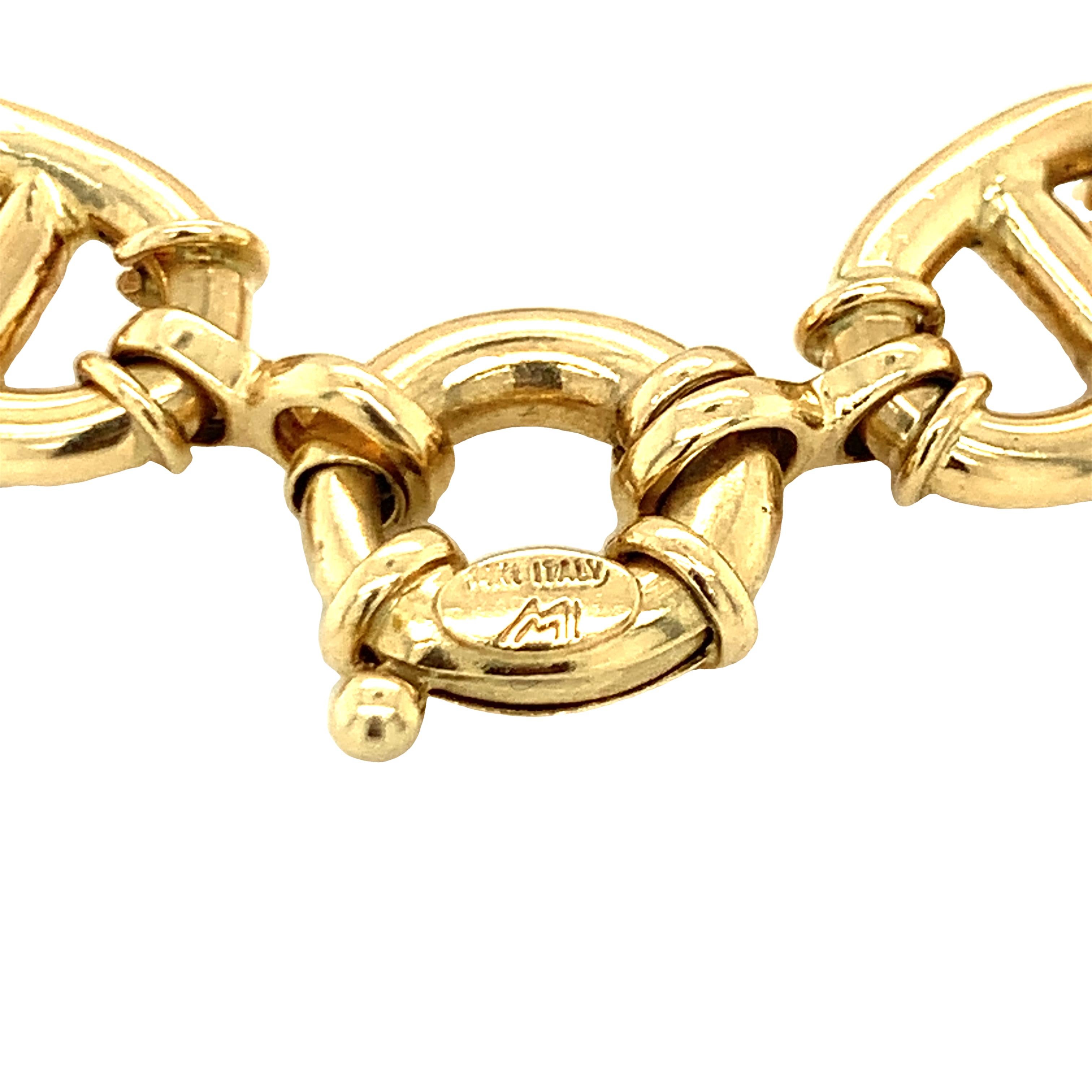 14 Karat Gelbgold Gliederarmband im Gucci-Stil im Zustand „Gut“ im Angebot in Beverly Hills, CA