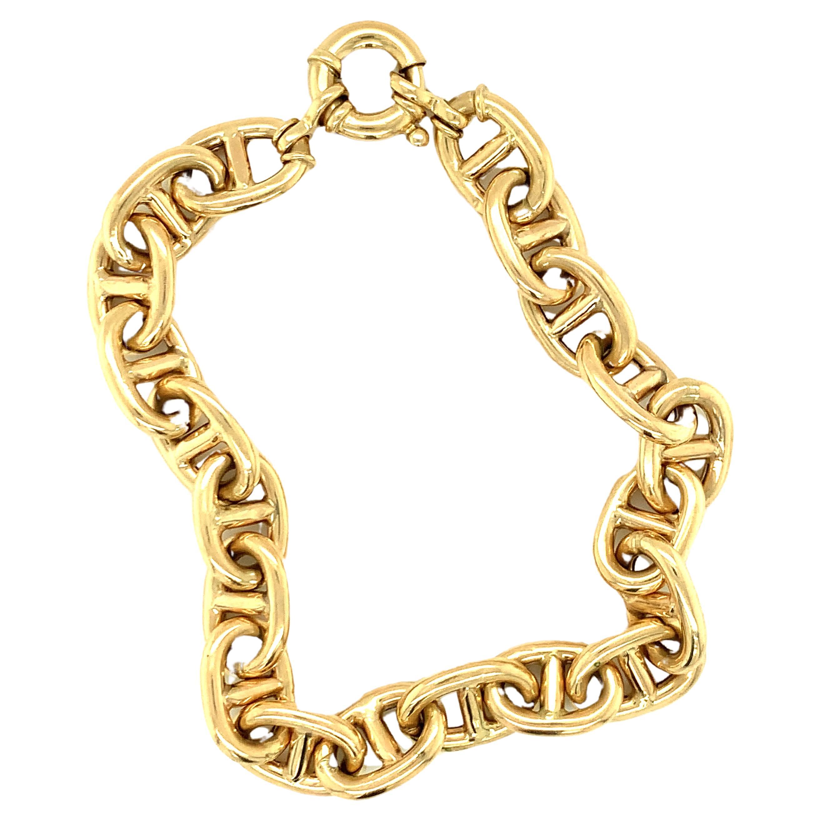 14K Yellow Gold Gucci Style Link Bracelet For Sale