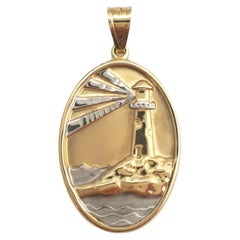 14K Yellow Gold Guiding Light Lighthouse Charm #16005