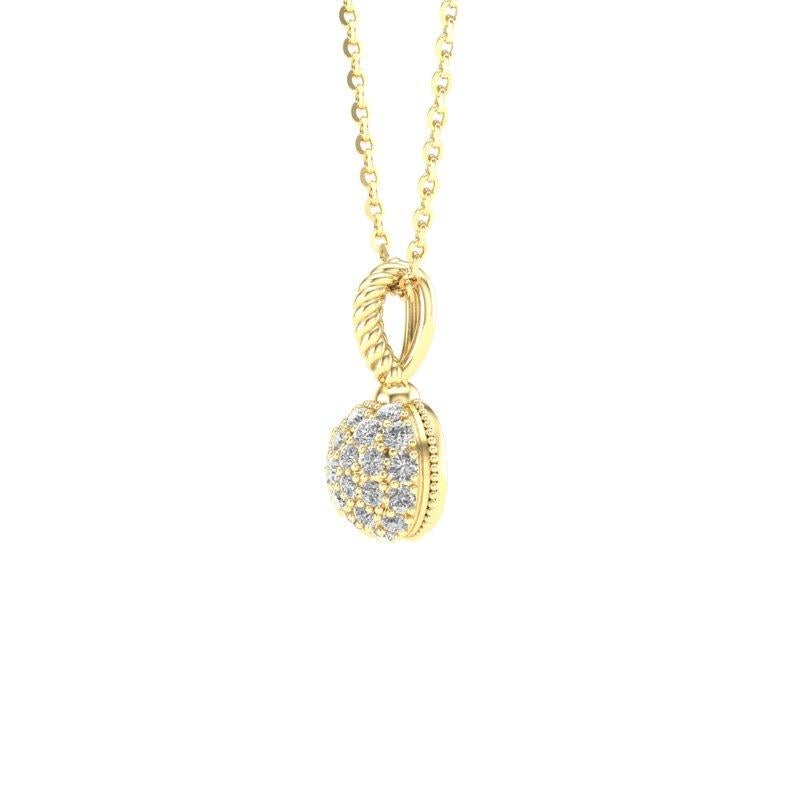 14 Karat Gelbgold Moderner Diamant-Anhänger mit halber Kugelpavé-Modern-Diamant im Zustand „Neu“ im Angebot in Los Angeles, CA