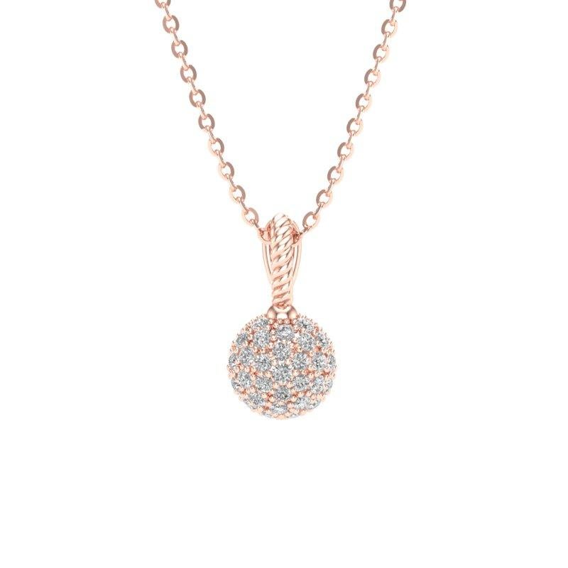 14 Karat Gelbgold Moderner Diamant-Anhänger mit halber Kugelpavé-Modern-Diamant Damen im Angebot