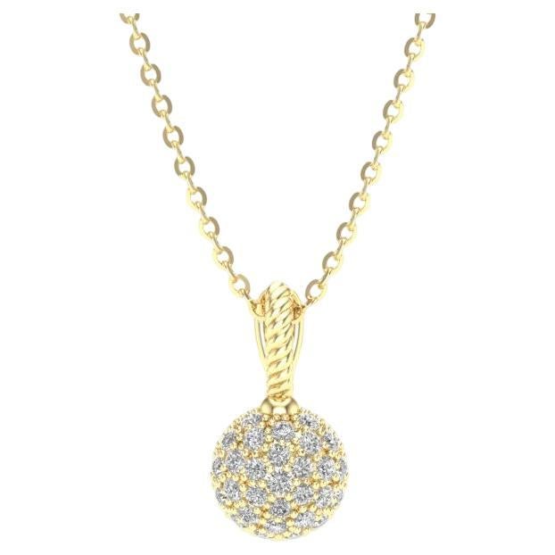 14K Yellow Gold Half Ball Pave Modern Diamond Pendant For Sale