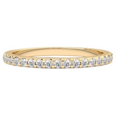 14k Yellow Gold Half Eternity Band Ring, Natural Diamonds