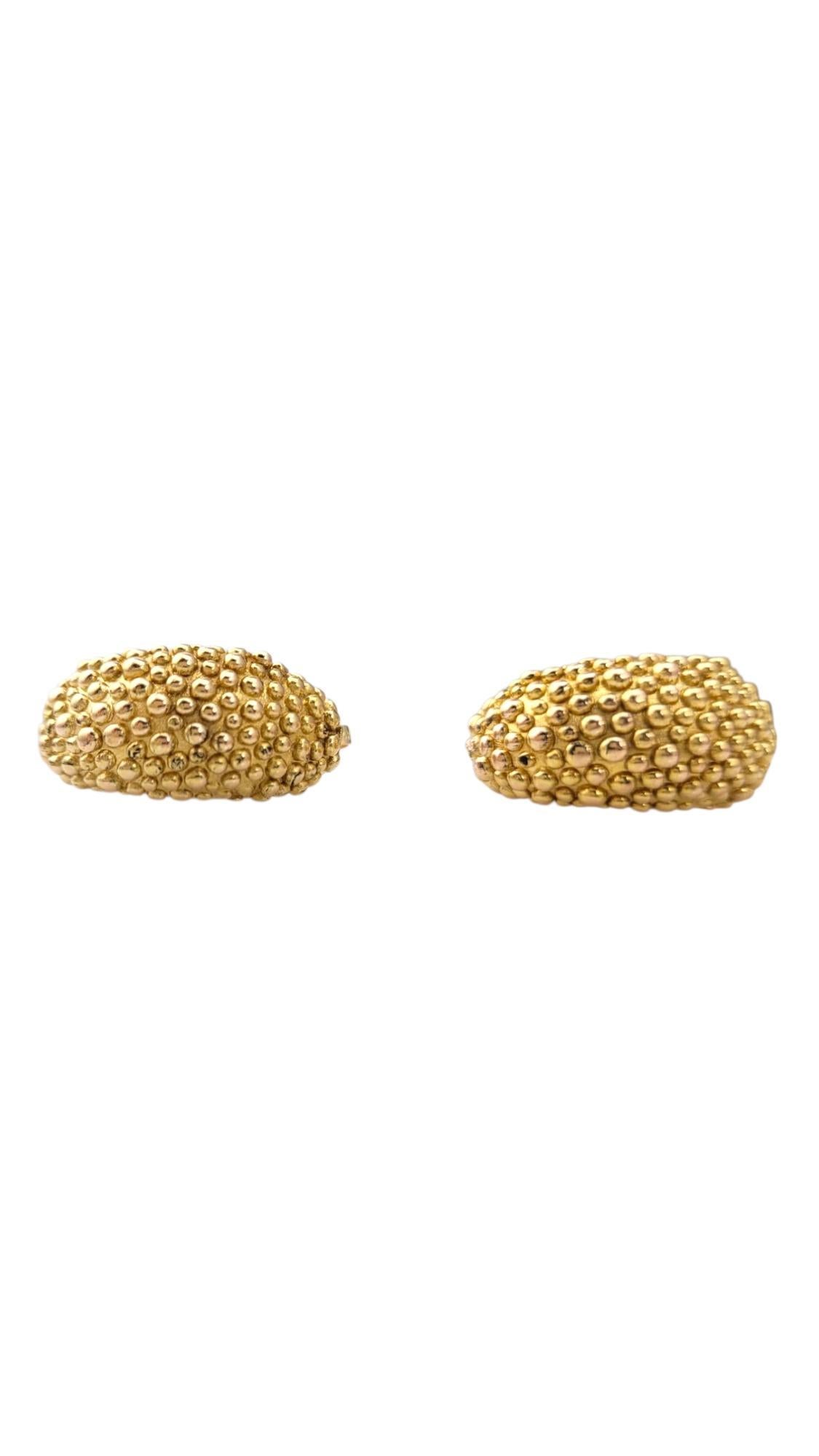 14K Yellow Gold Half Oval Dot Hoop Earrings #21700 im Zustand „Gut“ im Angebot in Washington Depot, CT