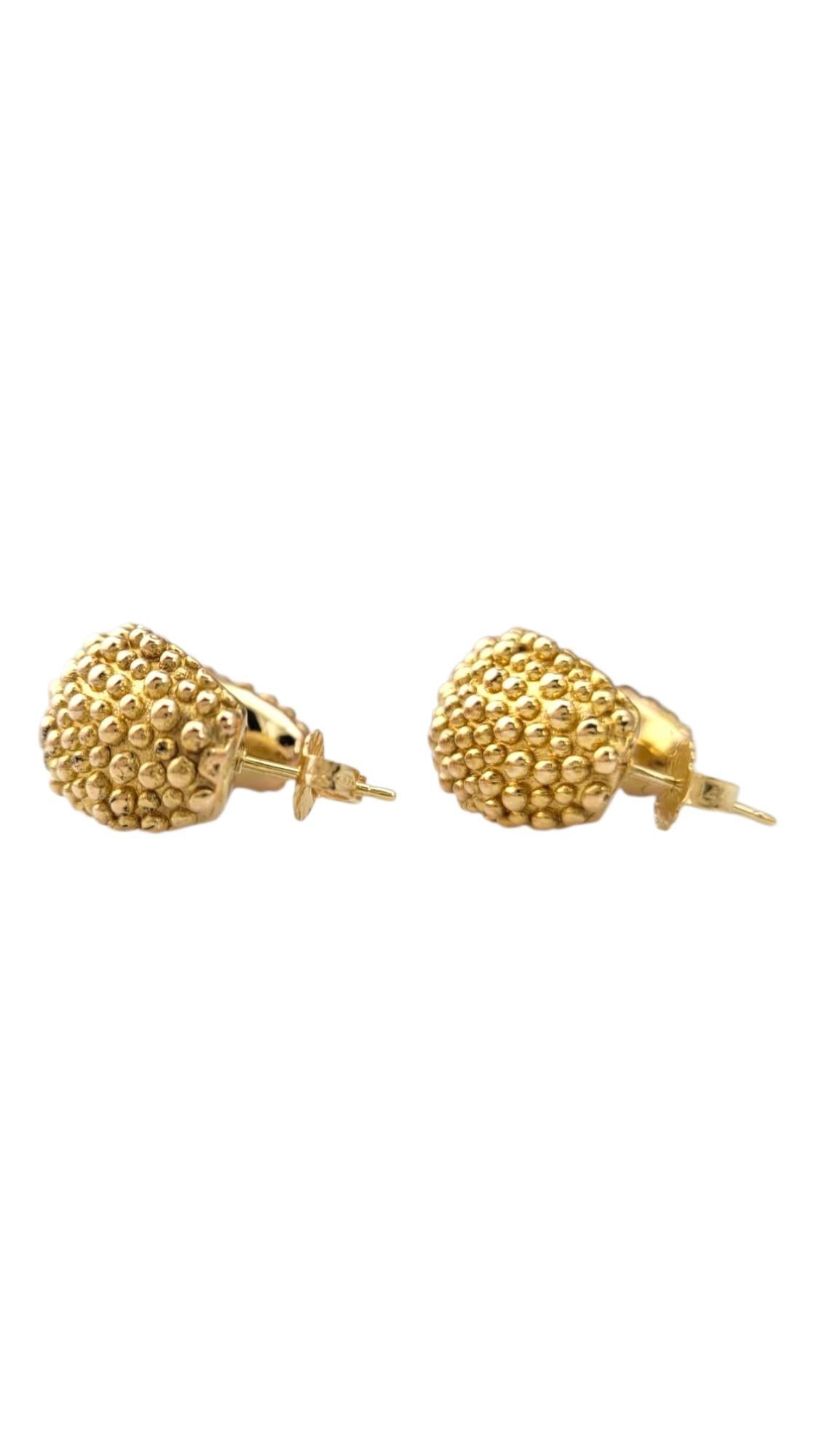 14K Yellow Gold Half Oval Dot Hoop Earrings #21700 Damen im Angebot