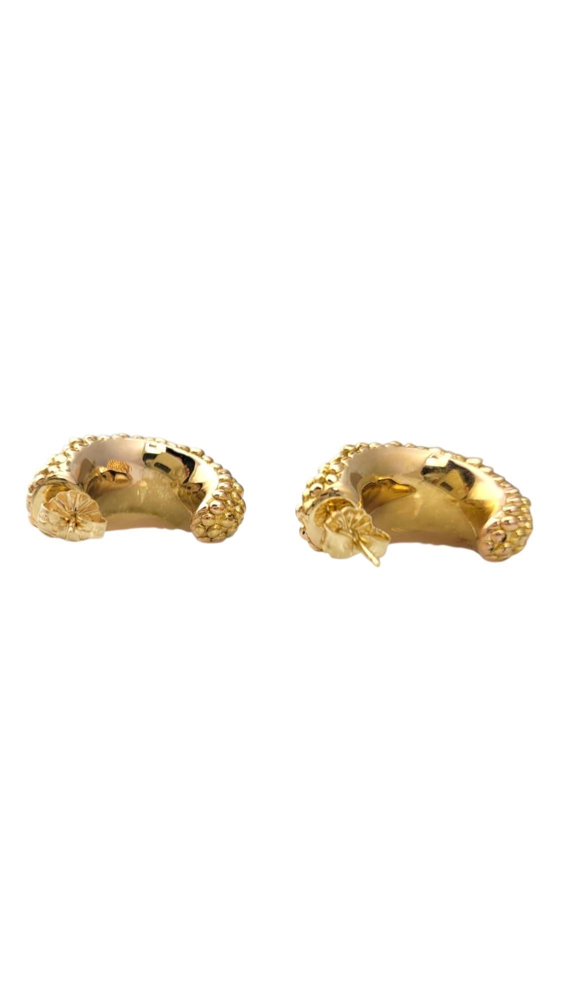 14K Yellow Gold Half Oval Dot Hoop Earrings #21700 im Angebot 1
