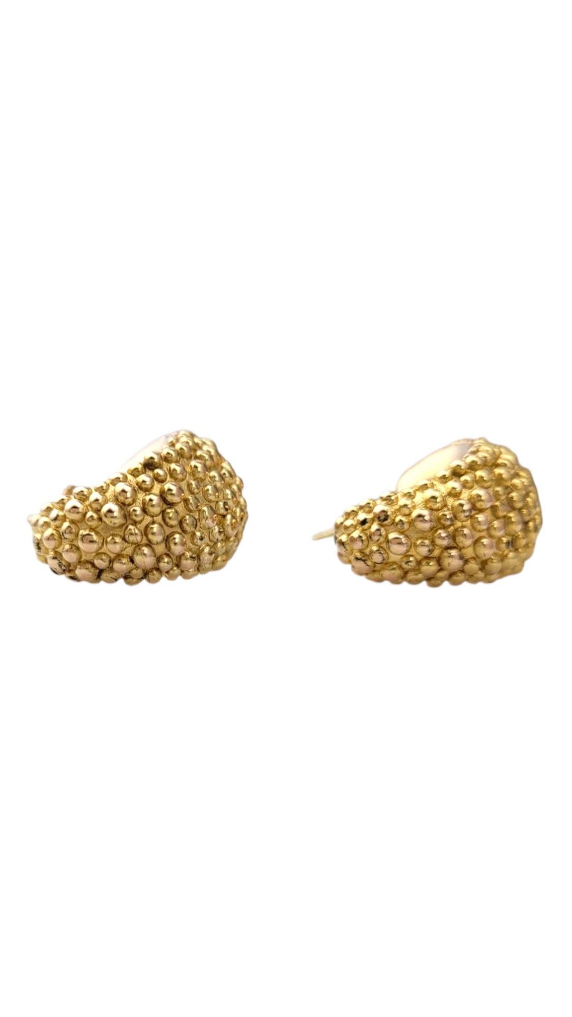 14K Yellow Gold Half Oval Dot Hoop Earrings #21700 im Angebot 2
