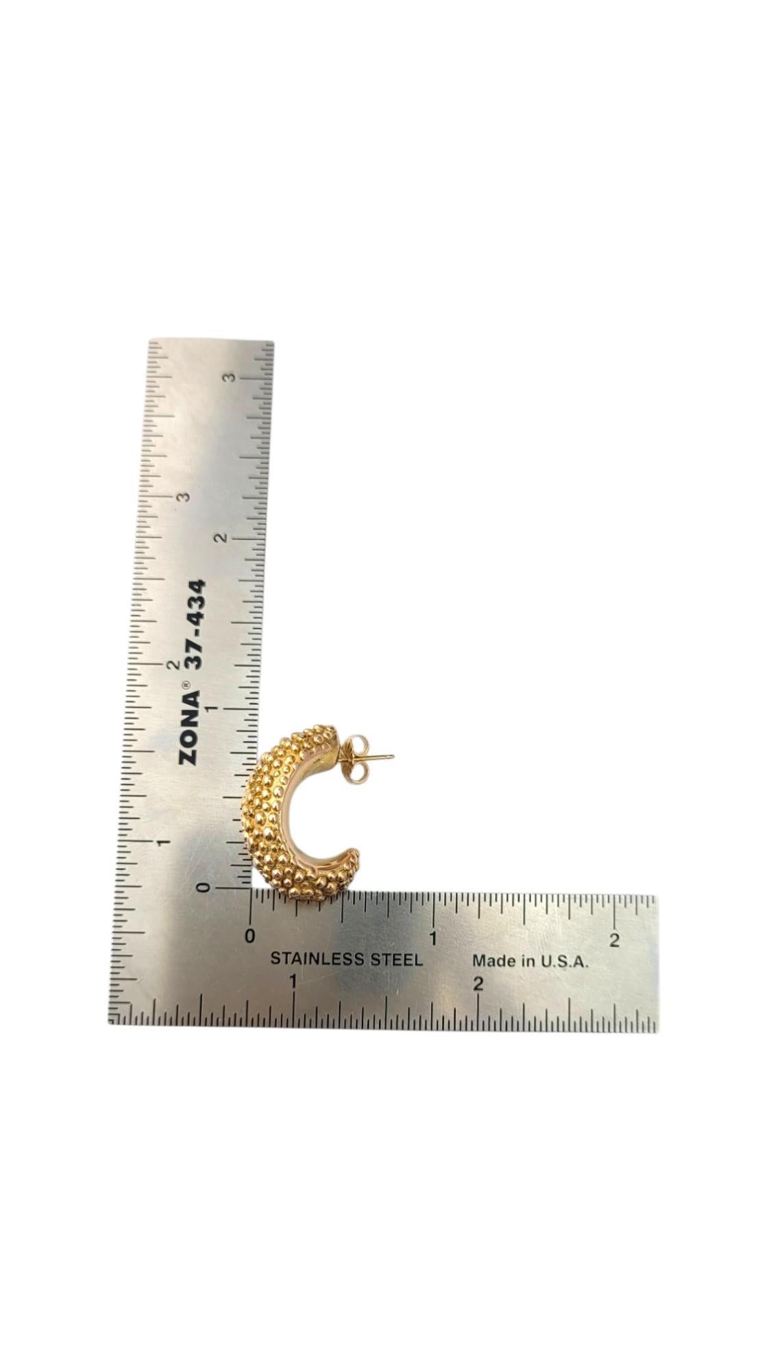 14K Yellow Gold Half Oval Dot Hoop Earrings #21700 im Angebot 4