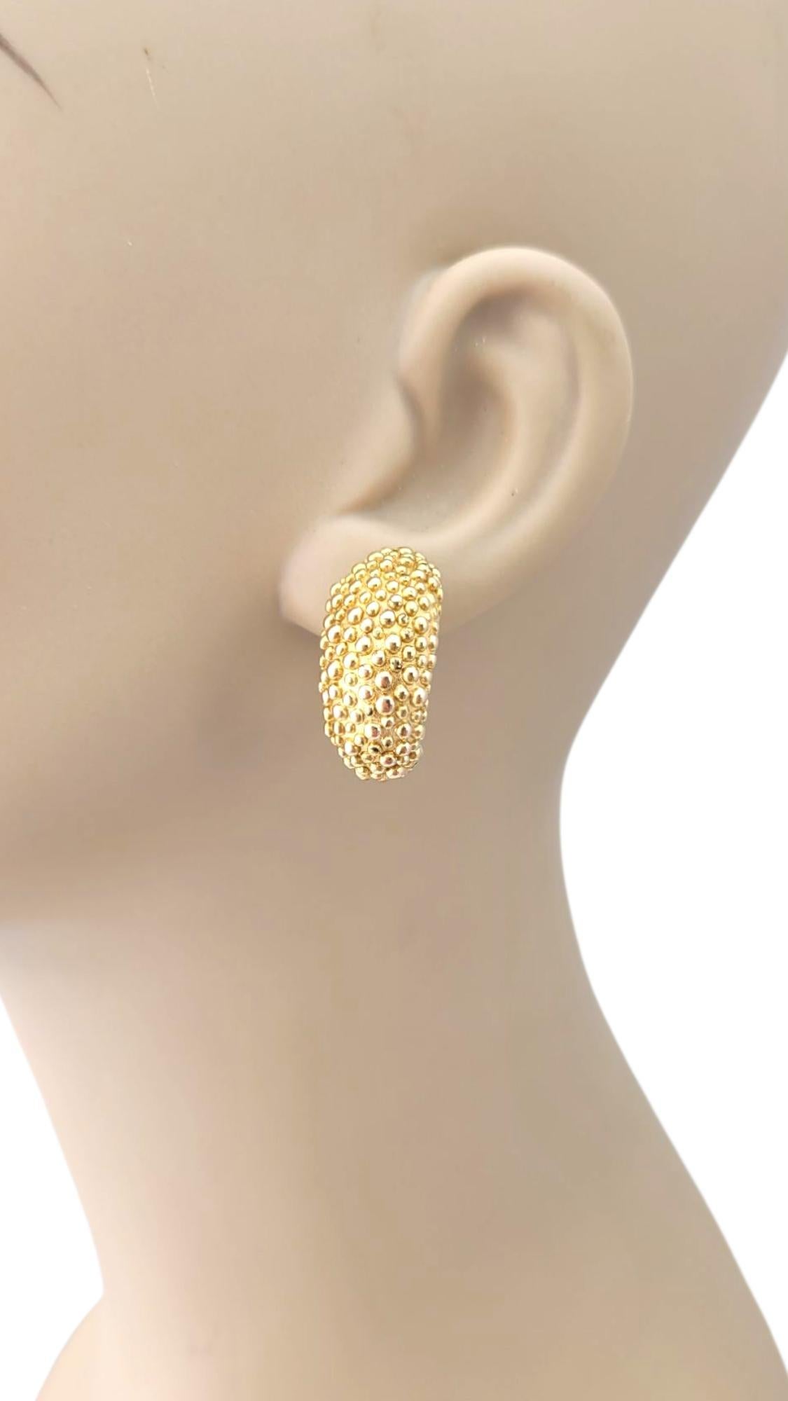 14K Yellow Gold Half Oval Dot Hoop Earrings #21700 im Angebot 5