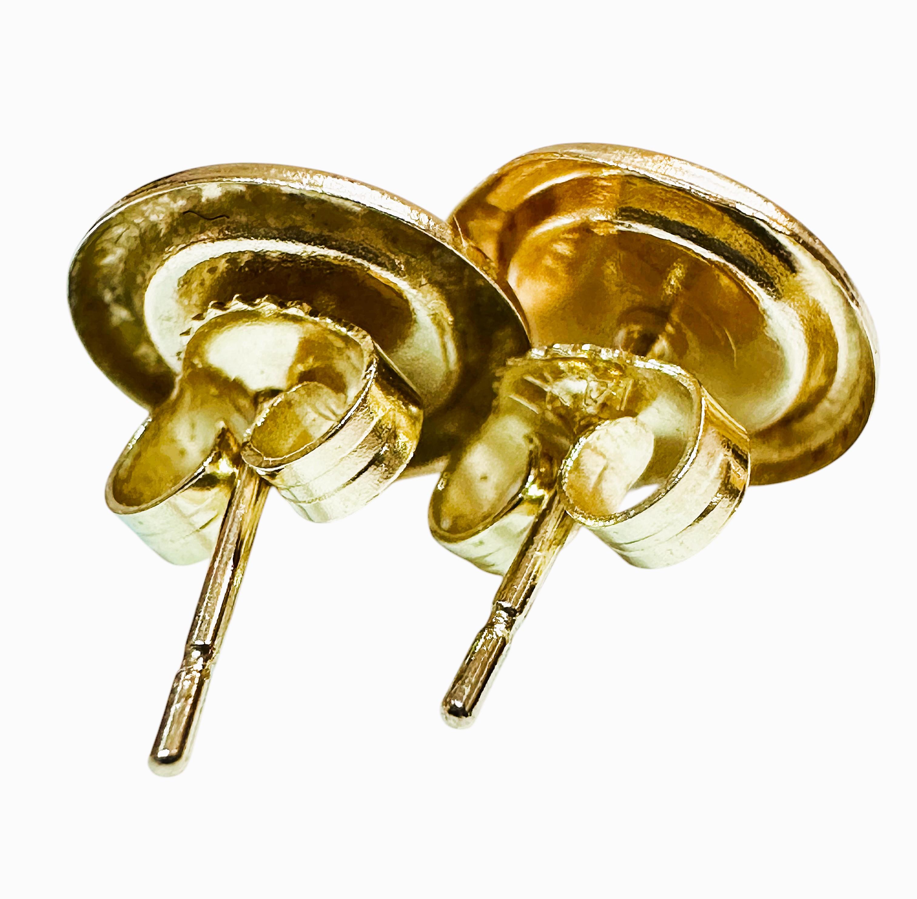14K Yellow Gold Half Pearl Dainty Post Earrings 1