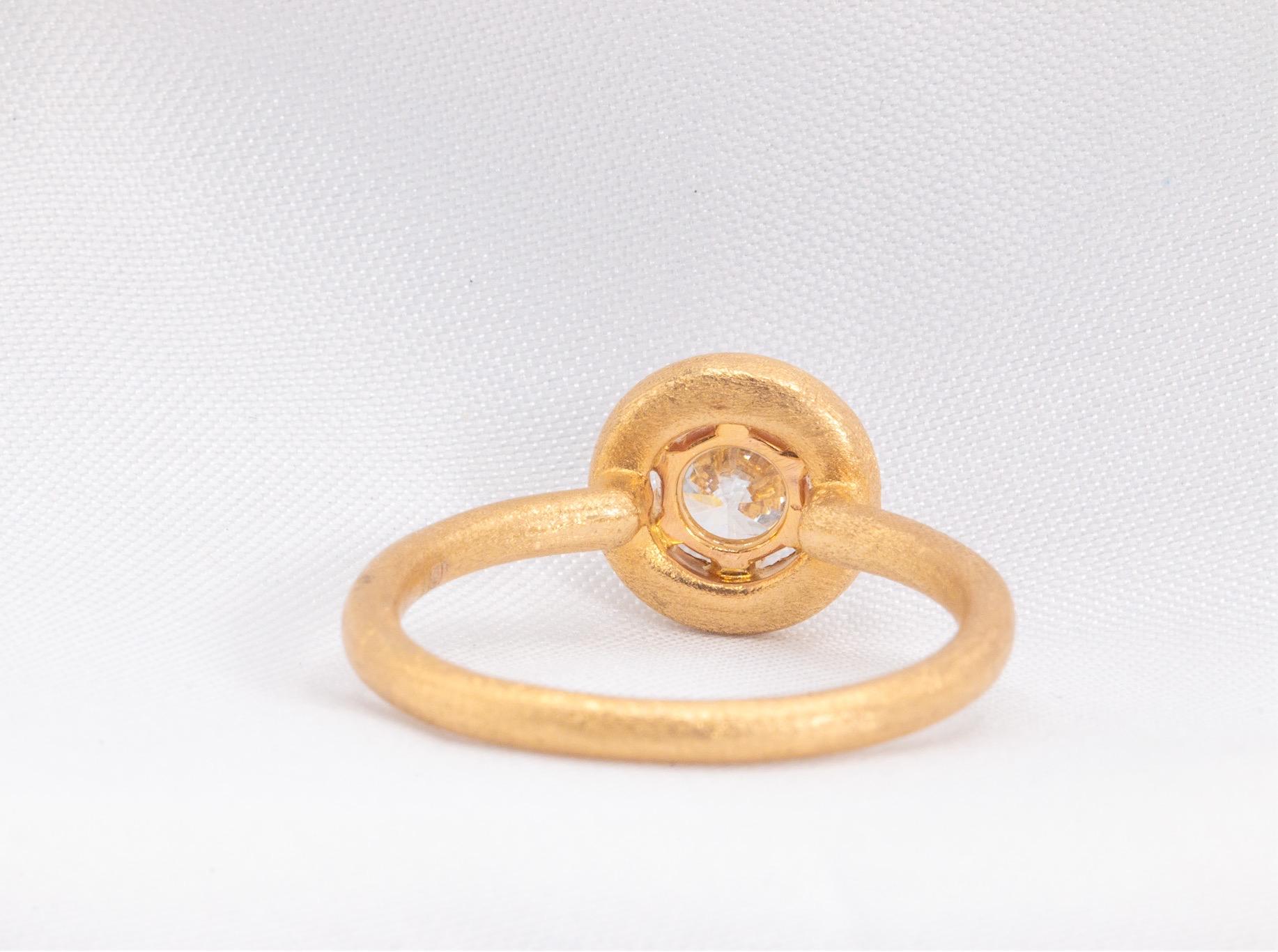 14k Gelbgold Halo 1,01 Karat Gesamt Diamant-Verlobungsring (Rundschliff)