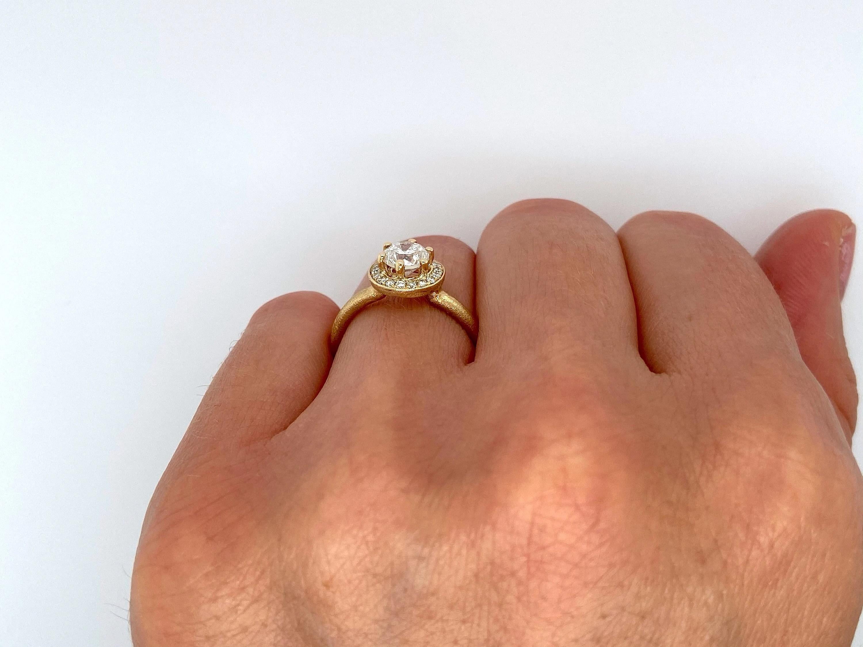 14k Gelbgold Halo 1,01 Karat Gesamt Diamant-Verlobungsring 1