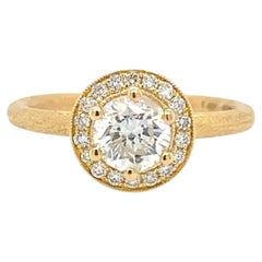 14k Gelbgold Halo 1,01 Karat Gesamt Diamant-Verlobungsring