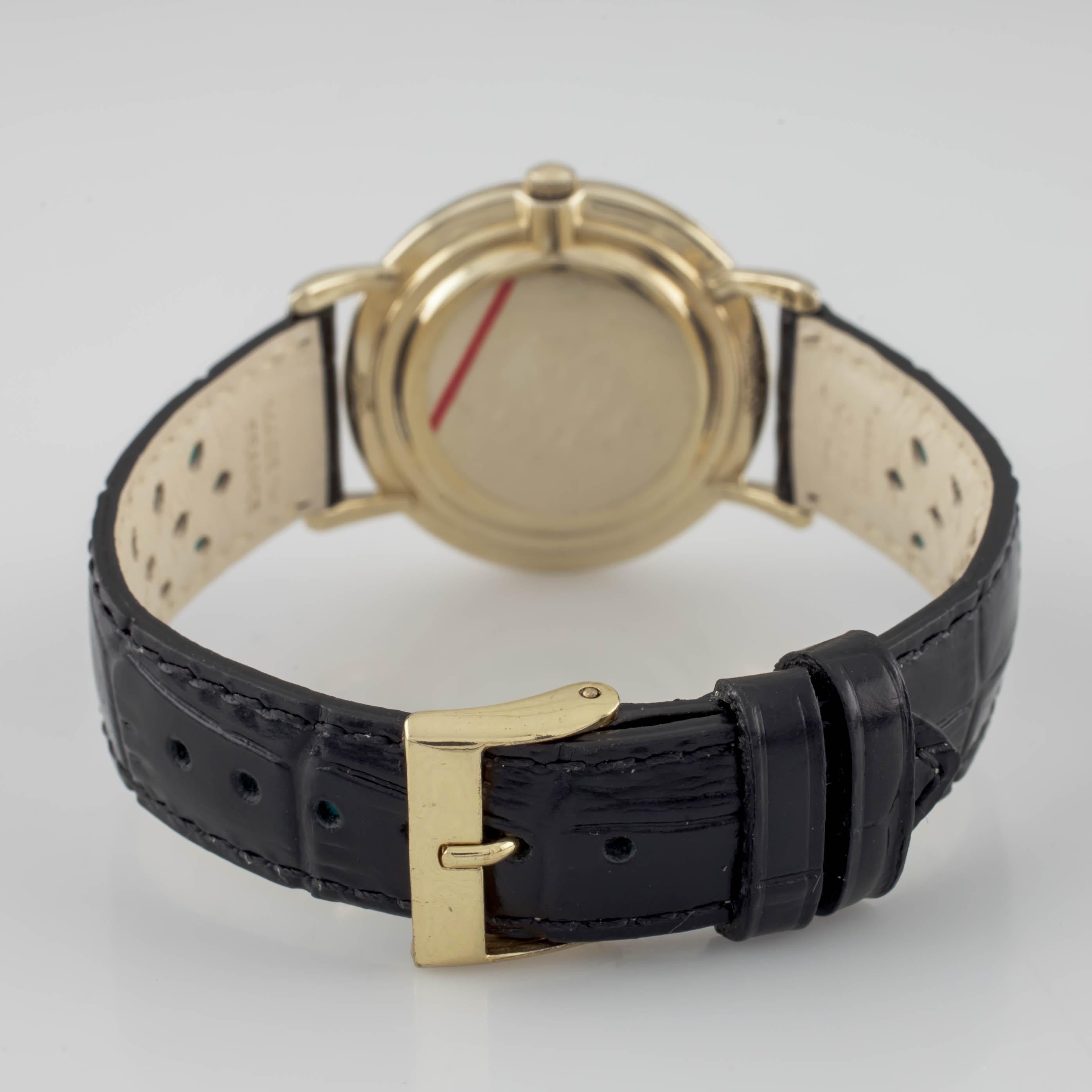 14k Yellow Gold Hamilton Men's Hand-Winding Watch w/ Black Leather Band 2