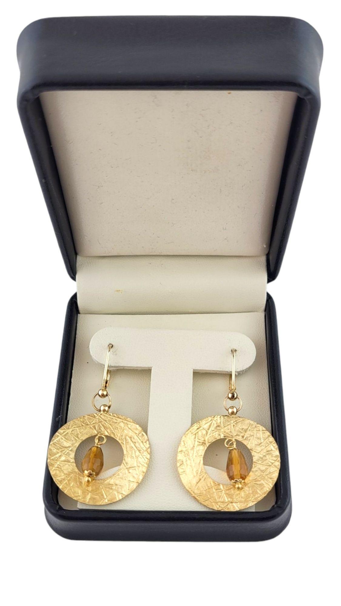 Orecchini pendenti con cerchio di citrino in oro giallo 14K #14948 in vendita 6