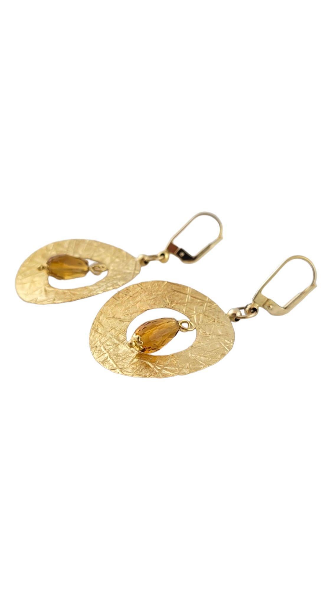 Taglio rotondo Orecchini pendenti con cerchio di citrino in oro giallo 14K #14948 in vendita