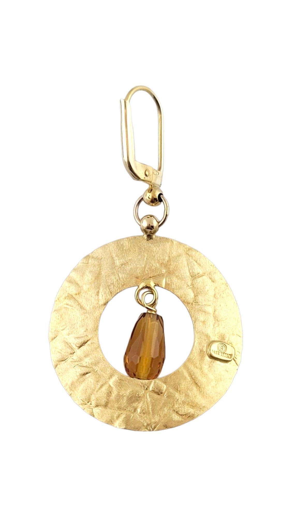 Orecchini pendenti con cerchio di citrino in oro giallo 14K #14948 in vendita 2