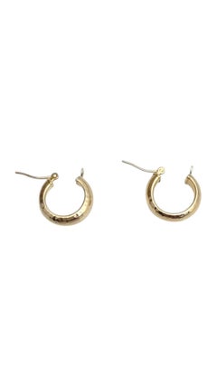 14K Yellow Gold Hammered Hoop Earrings #21652