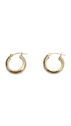 14K Yellow Gold Hammered Hoop Earrings #21652