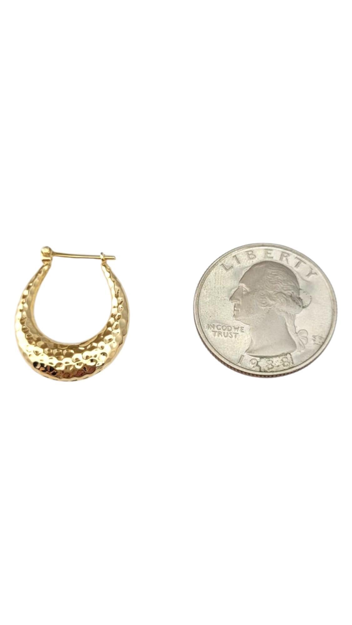 14K Yellow Gold Hammered Hoop Earrings #21709 in vendita 1