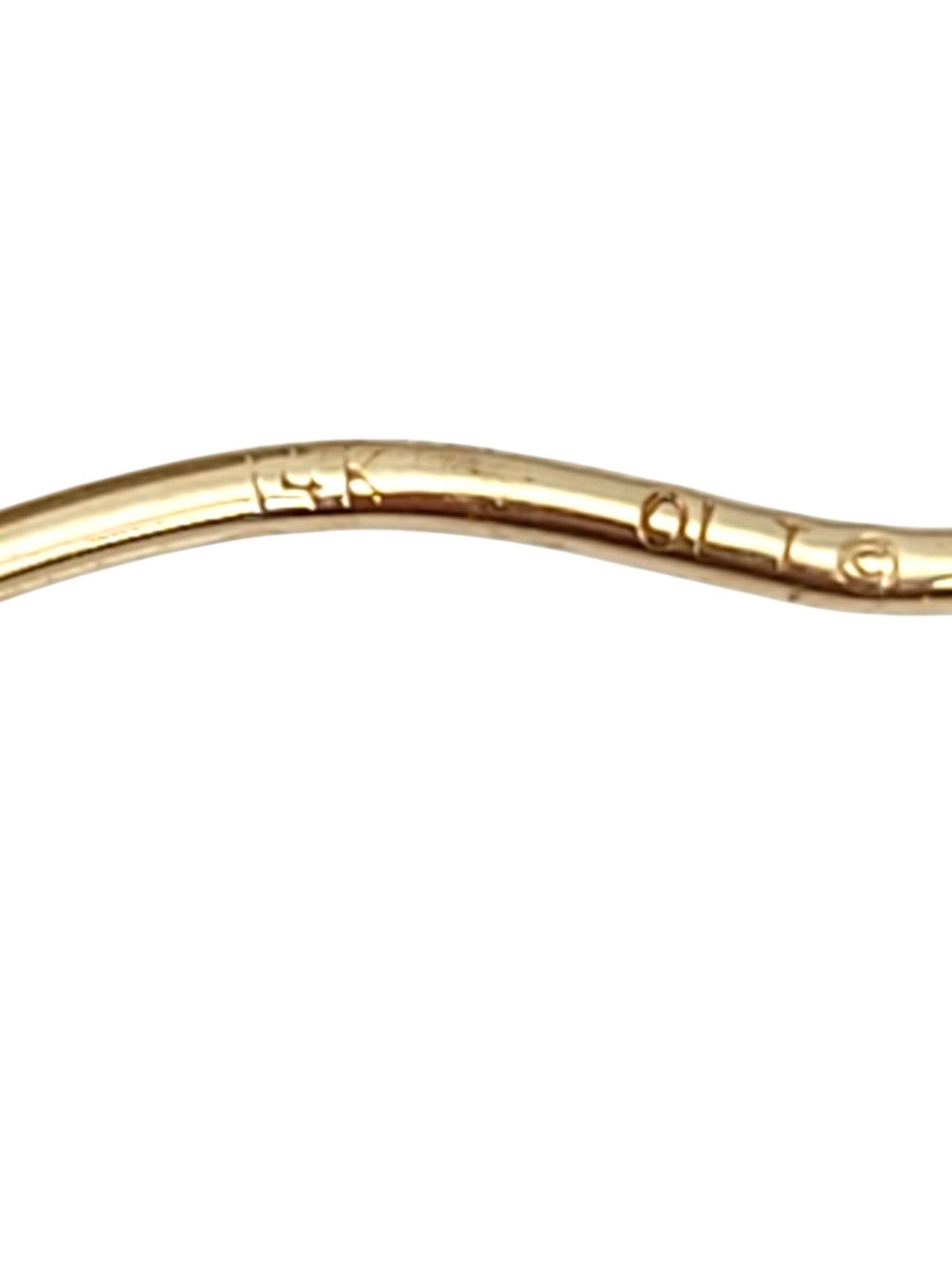 Women's 14K Yellow Gold Hammered Hoop Earrings #21729 For Sale