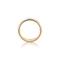 14K Yellow Gold Hand Engraved Wide Diamond Wedding Band size 5.75