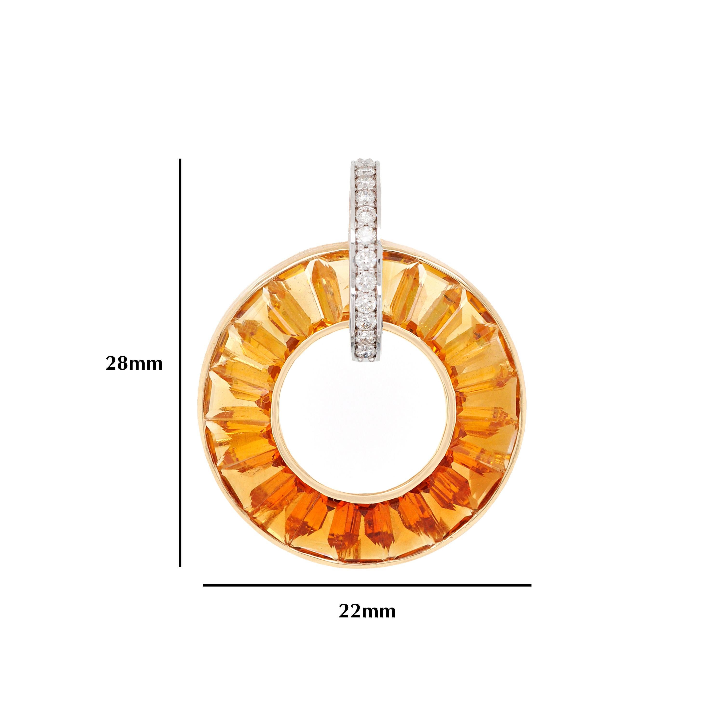 Ensemble de clous d'oreilles en or jaune 14 carats, diamants et citrine taillées sur mesure, fabriqués à la main Pour femmes en vente