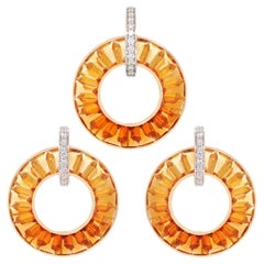 Ciondolo a forma di perno in oro giallo 14K con diamanti citrino tagliati a mano e personalizzati