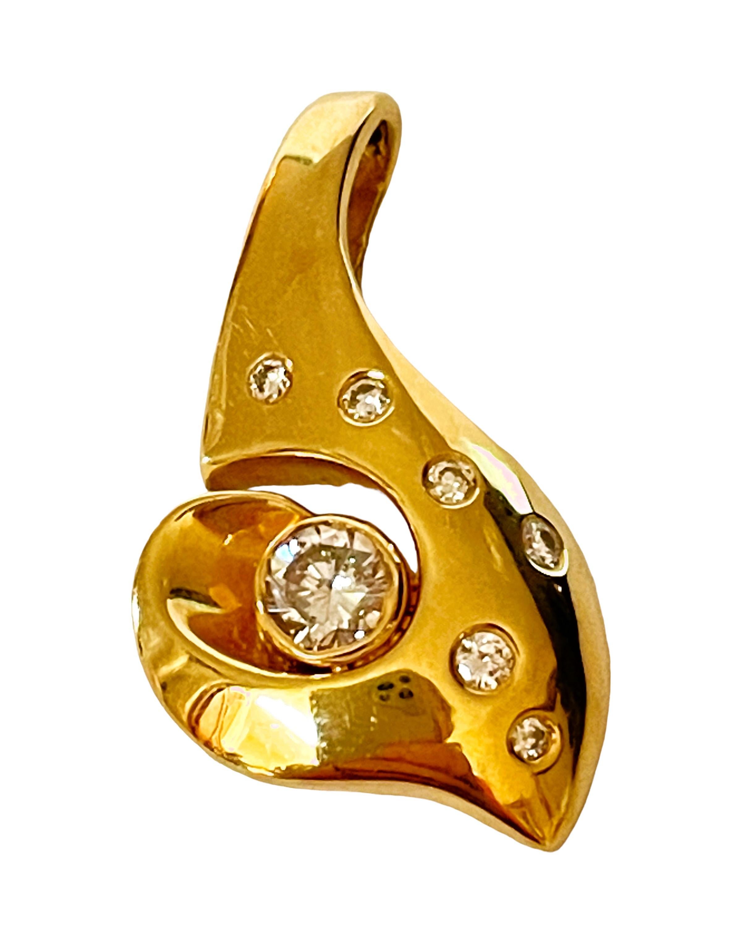 14k Yellow Gold Handmade .75 Carat Diamond Fancy Pendant with Appraisal 1