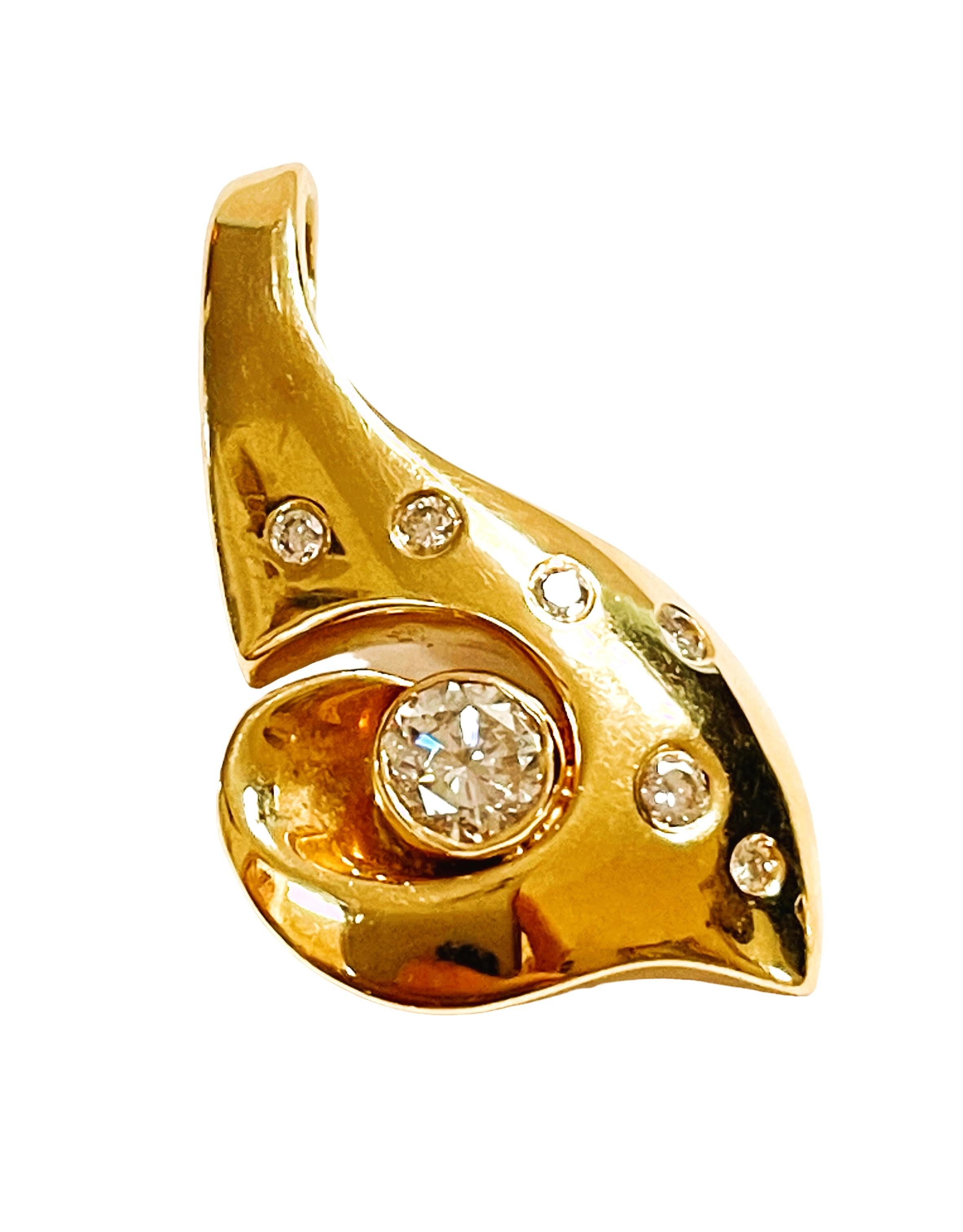 Mixed Cut 14k Yellow Gold Handmade .75 Carat Diamond Fancy Pendant with Appraisal