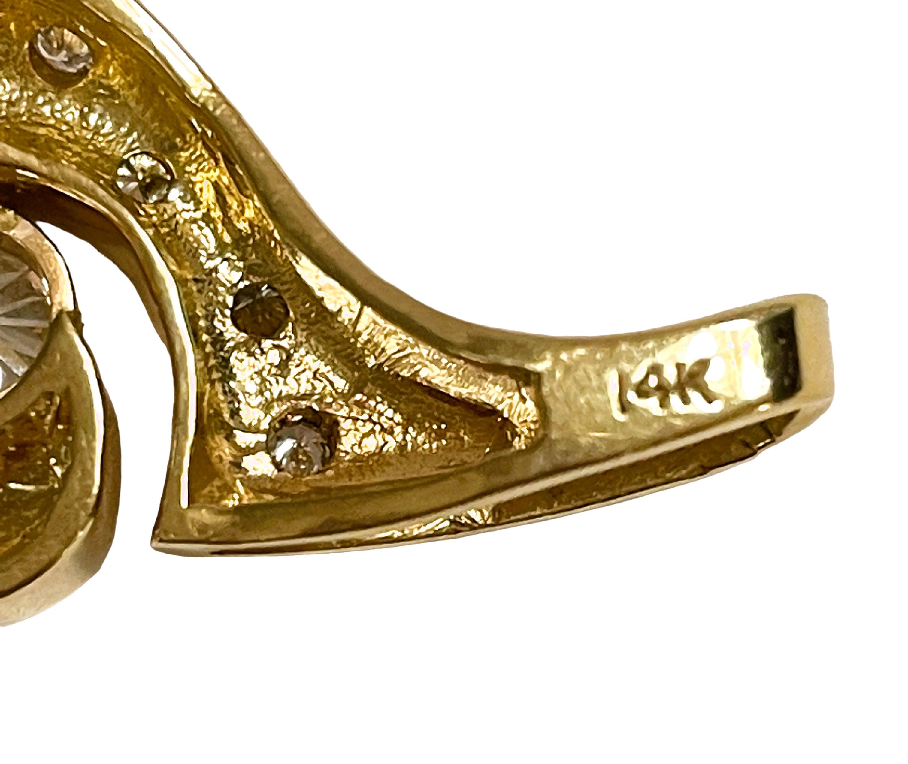 Women's 14k Yellow Gold Handmade .75 Carat Diamond Fancy Pendant with Appraisal