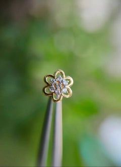14K Yellow Gold Handmade Diamond Flower Nose Piercing Jewelry Expensive jewelry