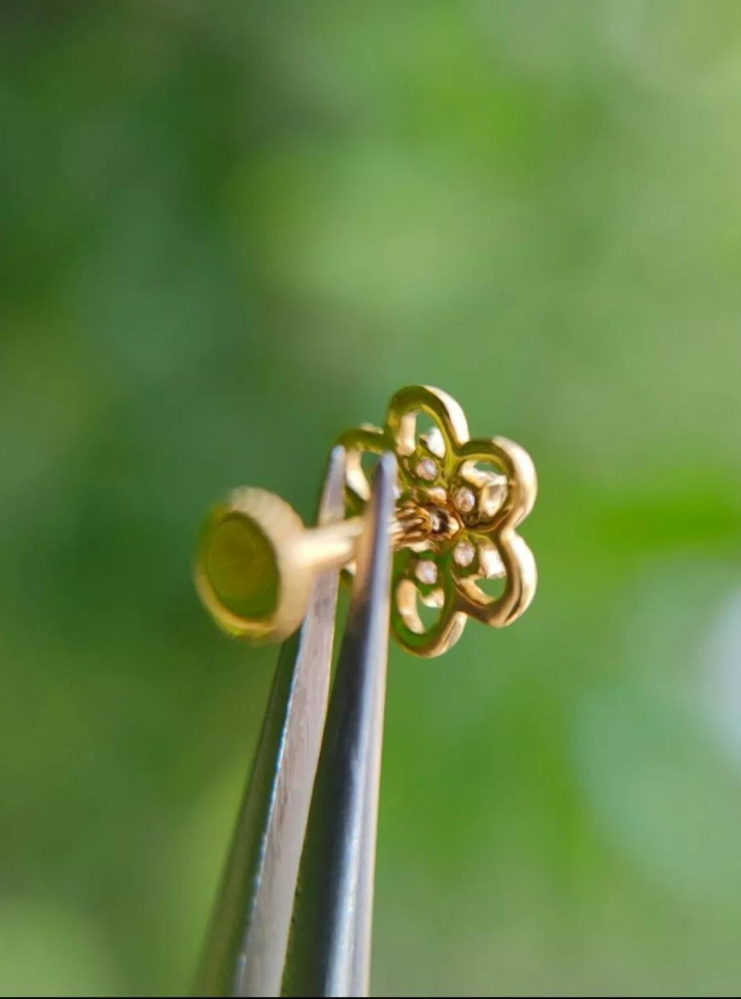 Round Cut 14K Yellow Gold Handmade Diamond Flower Nose Piercing Jewelry Expensive jewelry For Sale