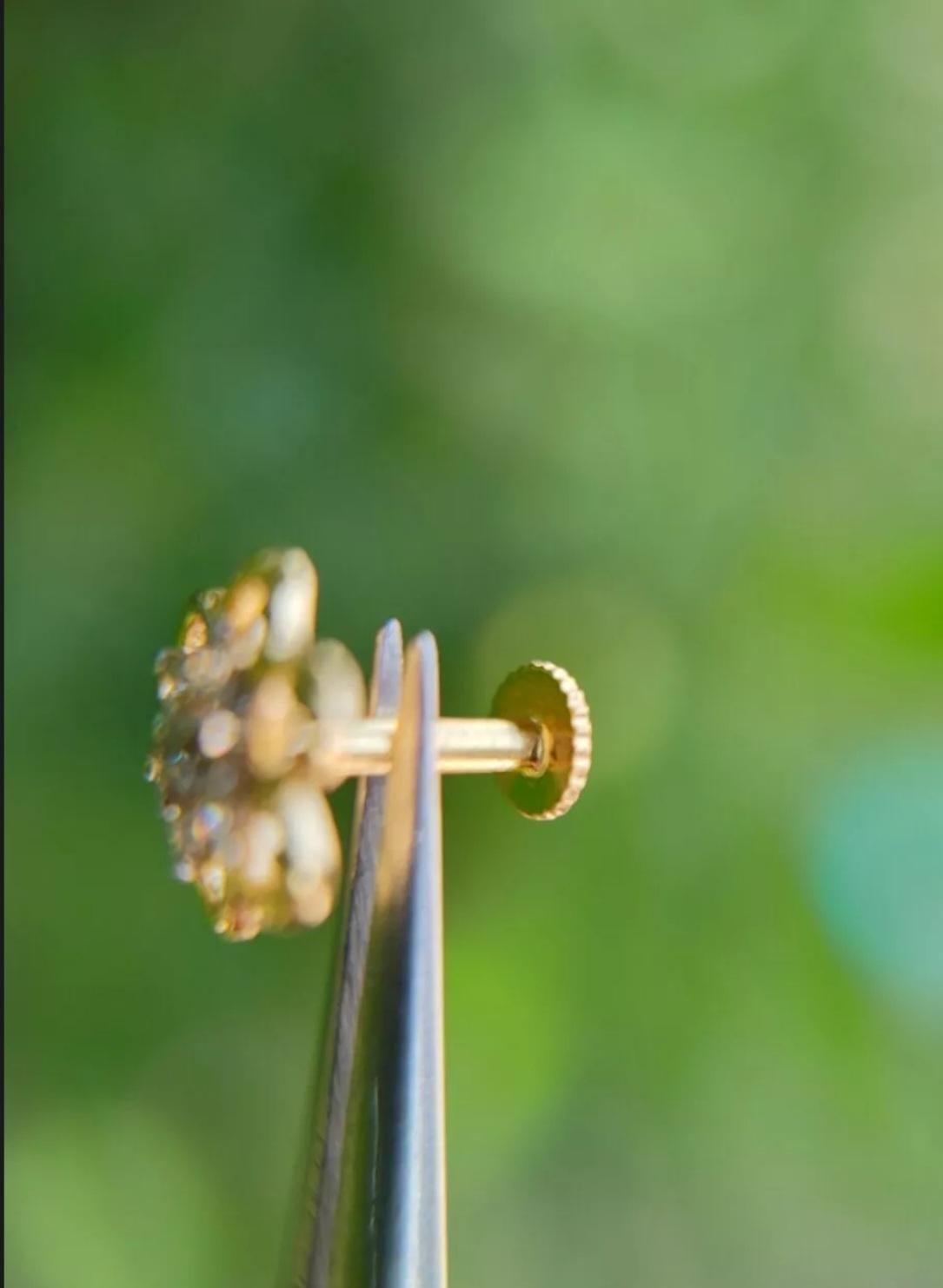 Women's 14K Yellow Gold Handmade Diamond Flower Nose Piercing Jewelry Expensive jewelry For Sale