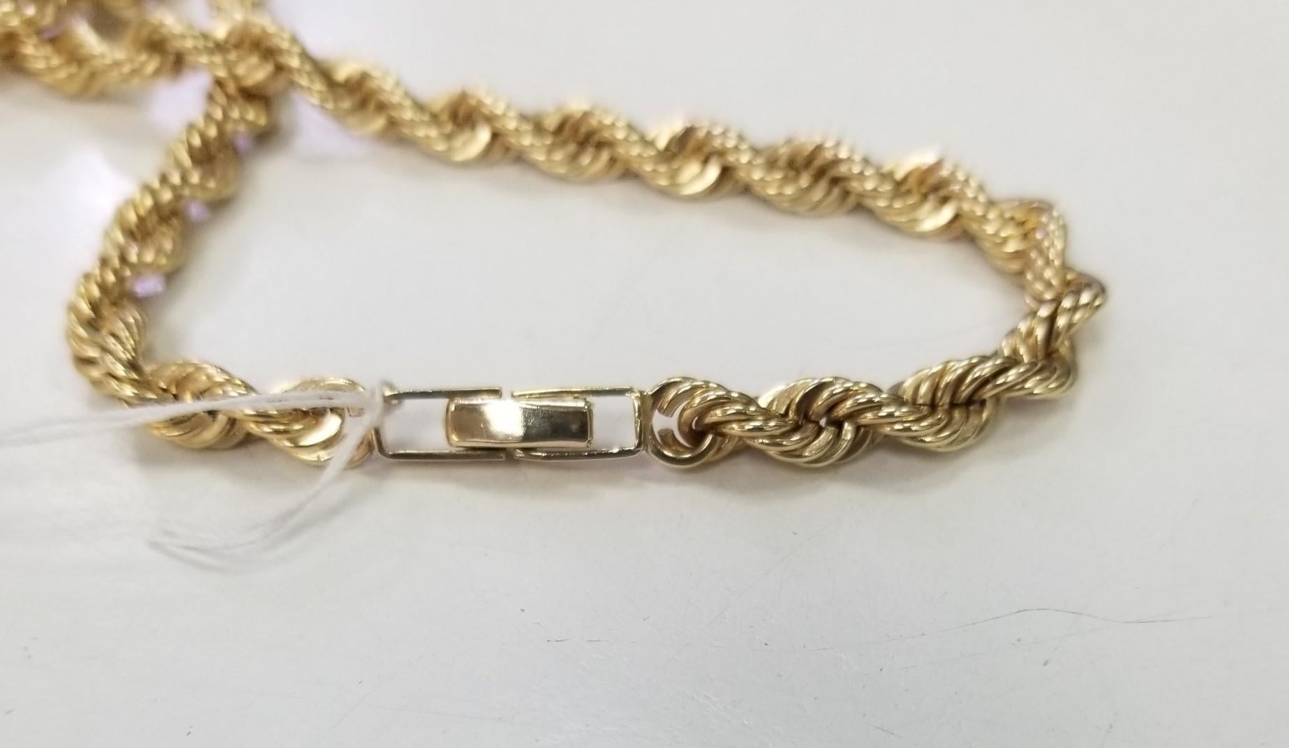 da uomo o donna Catena a corda fatta a mano in oro giallo 14k con un peso di 95,3 grammi in vendita