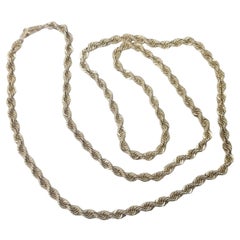 Chaîne en corde en or jaune 14 carats faite à la main pesant 95,3 grammes