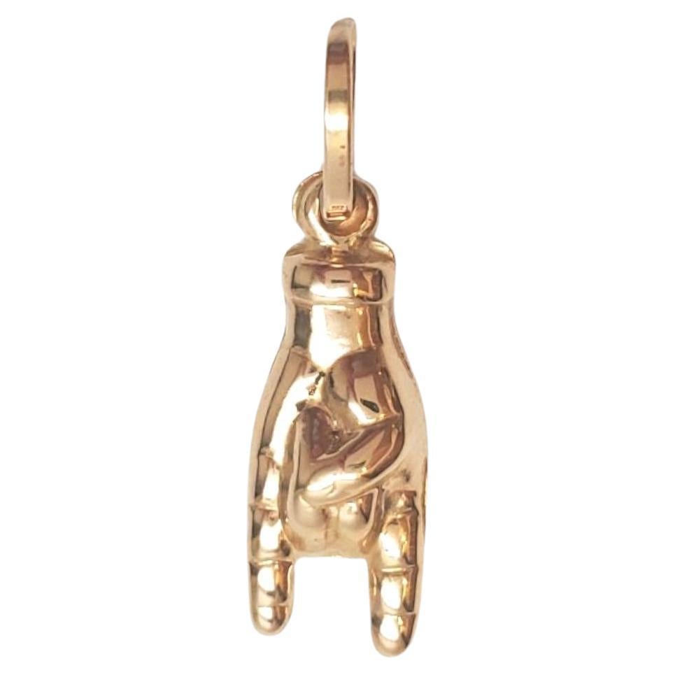 14K Yellow Gold Hang Loose Charm #17489 For Sale