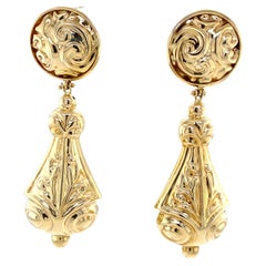 14k Yellow Gold Hanging Italian Earrings