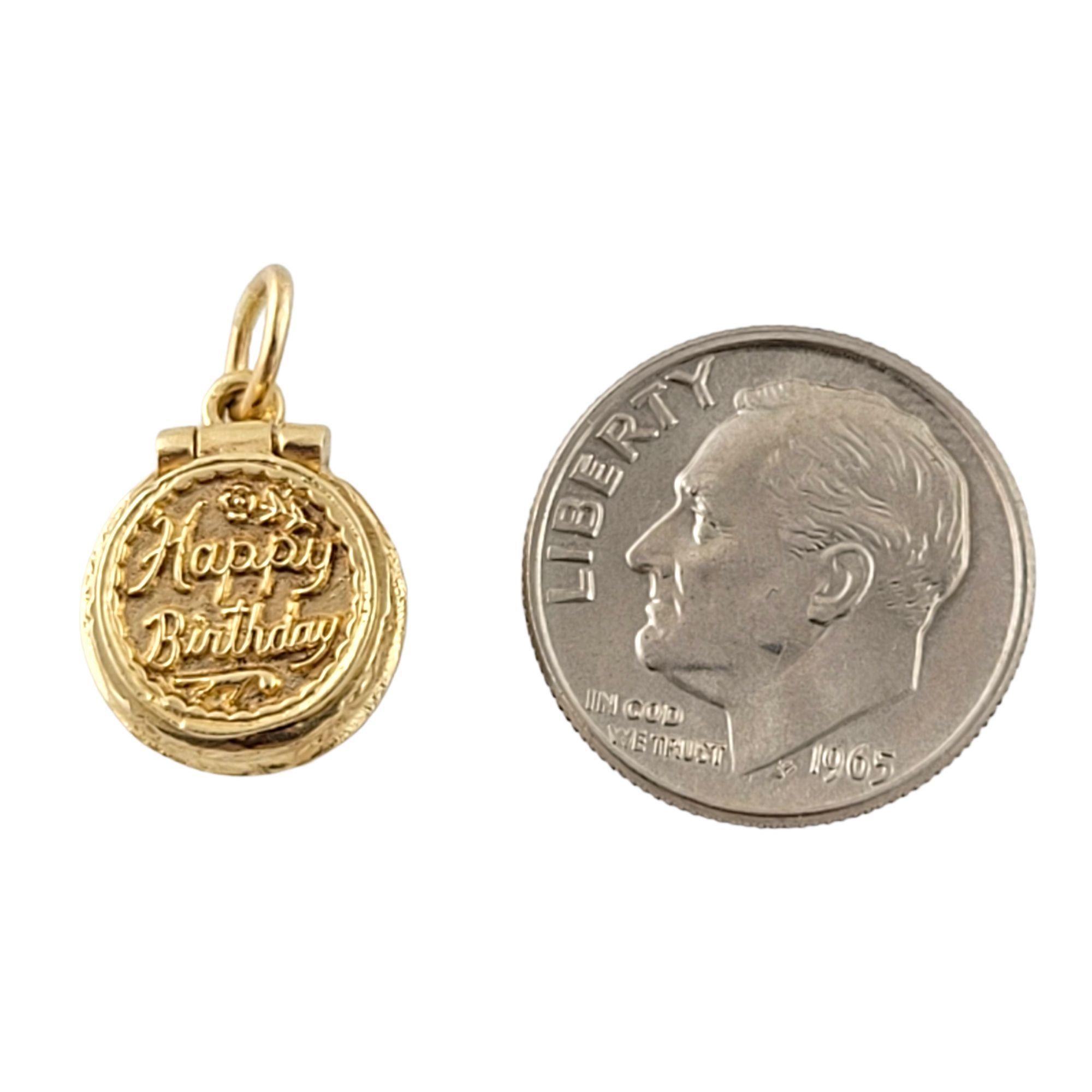 14k Yellow Gold Happy Birthday Charm In Good Condition In Washington Depot, CT