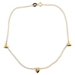 Vintage 14K Yellow Gold Heart Anklet #15871