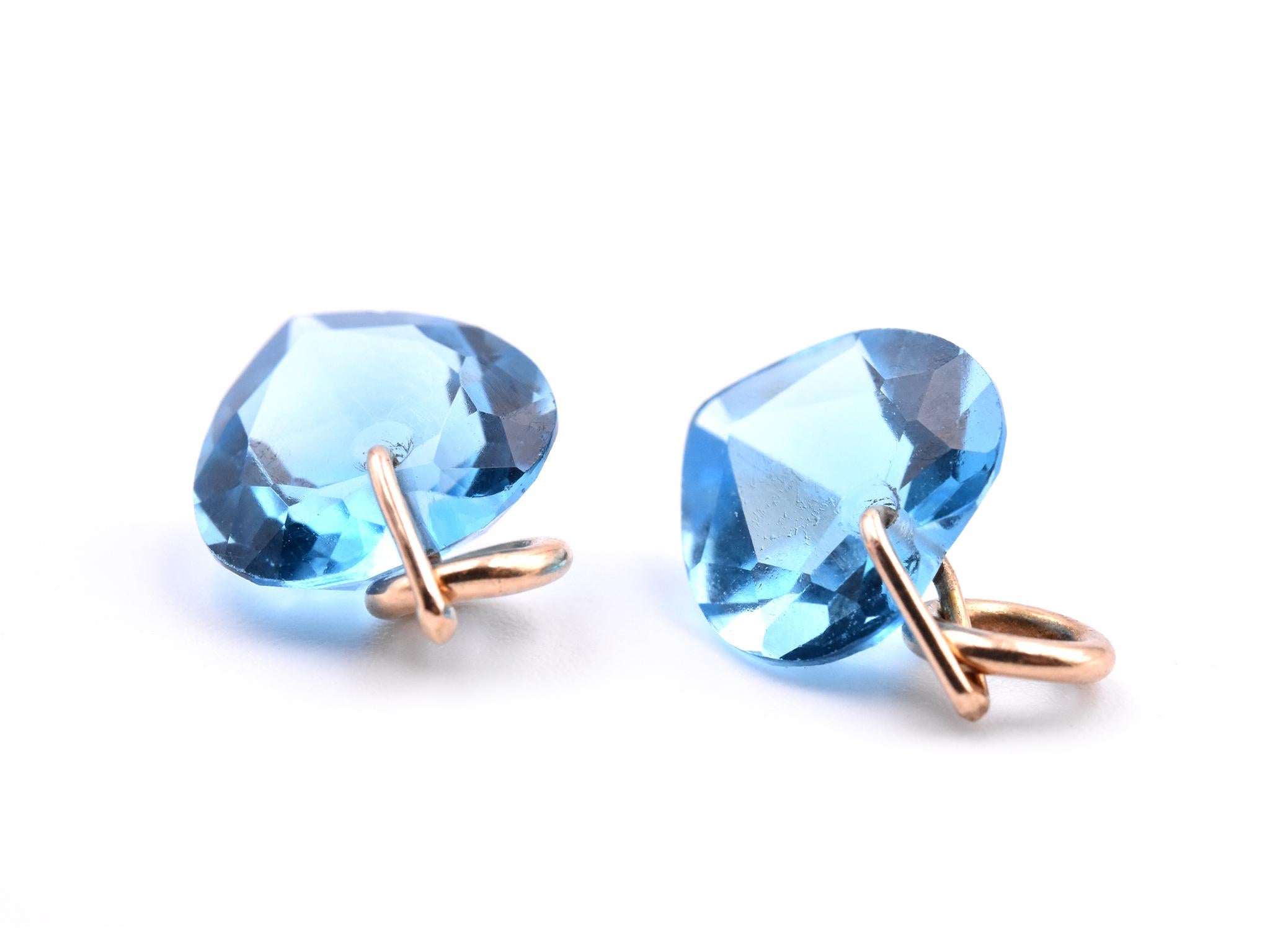 blue topaz heart earrings