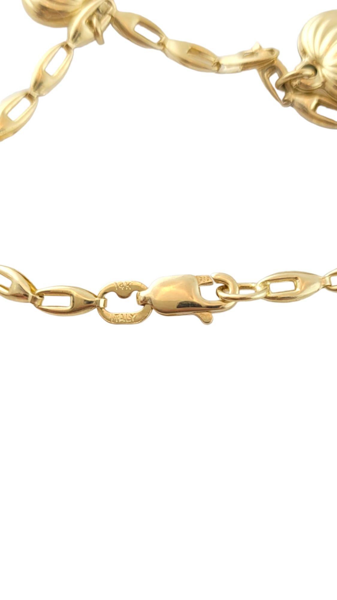 Women's 14K Yellow Gold Heart Charm Bracelet #14464 For Sale