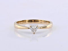 14K Yellow Gold Heart Cut Diamond Solitaire Ring