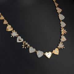 Collier en or jaune 14K avec diamant en forme de coeur, bijoux de luxe pour femmes.