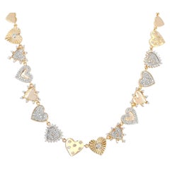 Collier en or jaune 14K avec diamant en forme de coeur, bijoux de luxe pour femmes.
