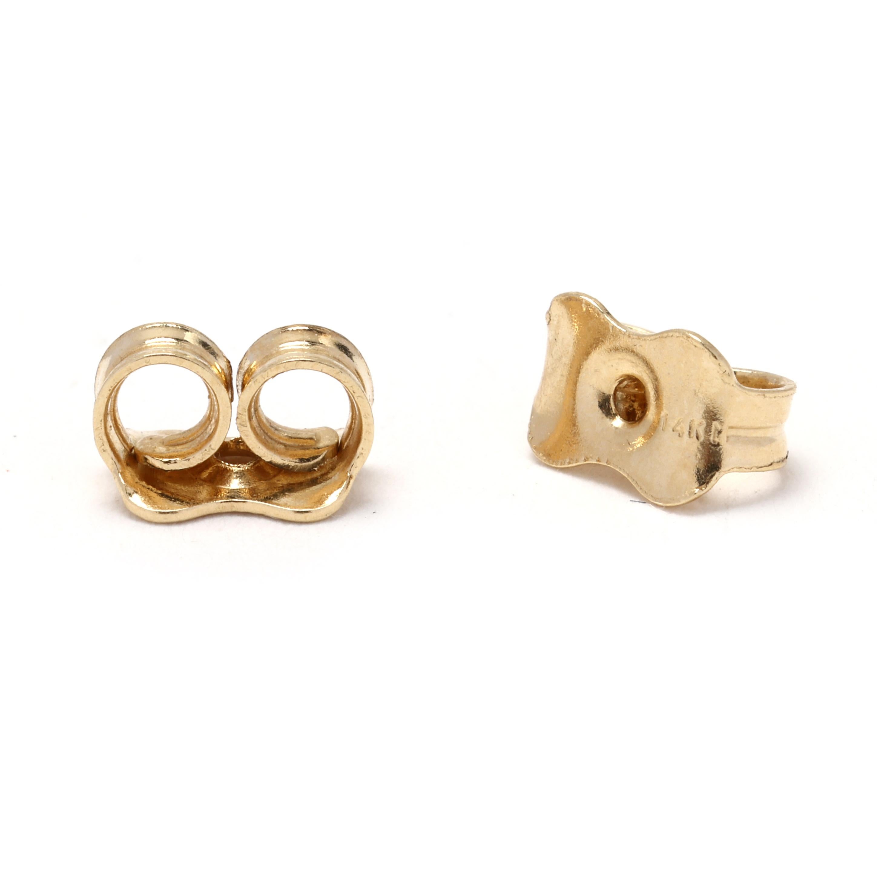 Orecchini a cuore in oro giallo 14k, orecchini a perno, delicati e graziosi In condizioni buone in vendita a McLeansville, NC